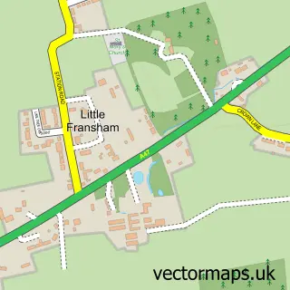 Street map sample of Little Fransham, Norfolk