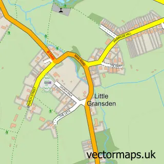 Street map sample of Little Gransden, Cambridgeshire