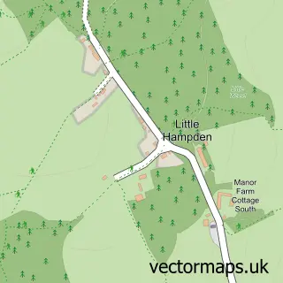 Street map sample of Little Hampden, Buckinghamshire