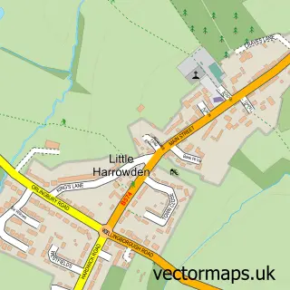 Street map sample of Little Harrowden, Northamptonshire