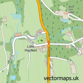 Street map sample of Little Hayfield, Derbyshire