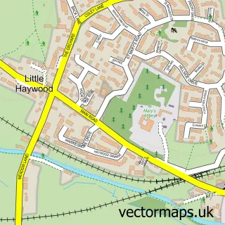 Street map sample of Little Haywood, Staffordshire