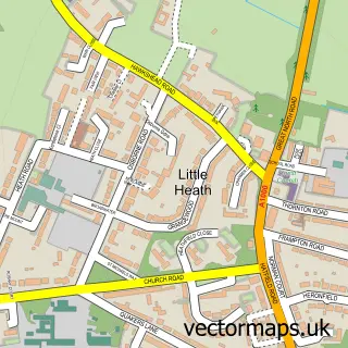 Street map sample of Little Heath, Hertfordshire