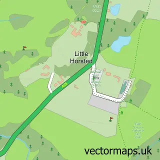 Street map sample of Little Horsted, East Sussex