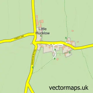 Street map sample of Little Hucklow, Derbyshire