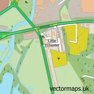 Street map sample of Little Irchester, Northamptonshire