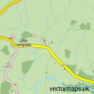 Street map sample of Little Langdale, Cumbria