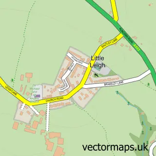 Street map sample of Little Leigh, Cheshire