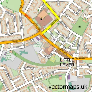 Street map sample of Little Lever, Greater Manchester