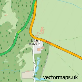 Street map sample of Little Malvern, Worcestershire