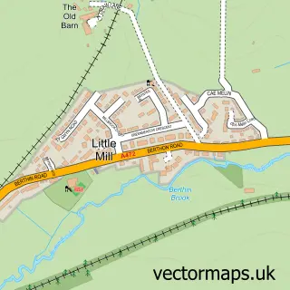 Street map sample of Little Mill, Gwent