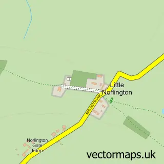 Street map sample of Little Norlington, East Sussex