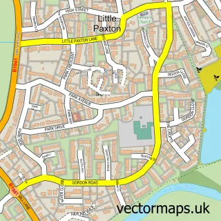 Street map sample of Little Paxton, Cambridgeshire