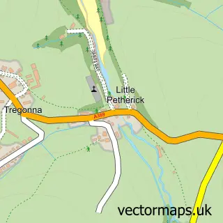 Street map sample of Little Petherick, Cornwall
