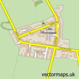 Street map sample of Little Plumstead, Norfolk