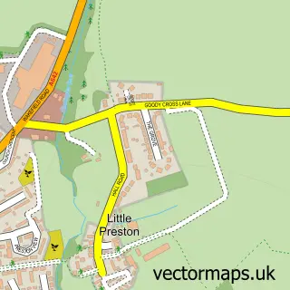 Street map sample of Little Preston, West Yorkshire