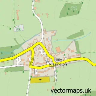 Street map sample of Little Rissington, Gloucestershire