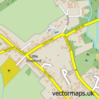 Street map sample of Little Shelford, Cambridgeshire