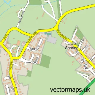 Street map sample of Little Snoring, Norfolk
