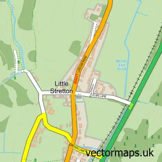 Street map sample of Little Stretton, Shropshire