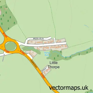 Street map sample of Little Thorpe, Durham