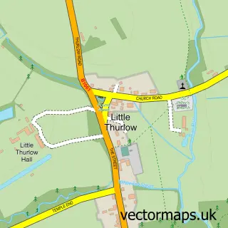 Street map sample of Little Thurlow, Suffolk