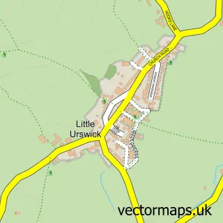 Street map sample of Little Urswick, Cumbria