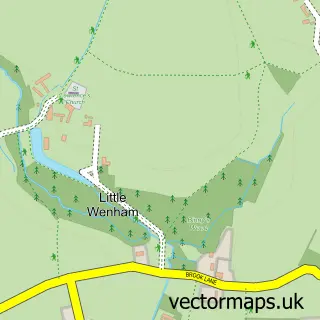 Street map sample of Little Wenham, Suffolk