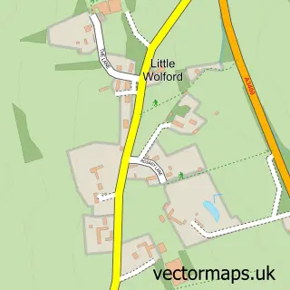 Street map sample of Little Wolford, Warwickshire