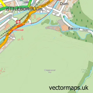 Street map sample of Littleborough, Greater Manchester