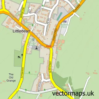 Street map sample of Littledean, Gloucestershire