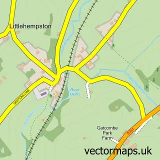 Street map sample of Littlehempston, Devon