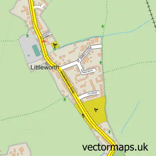 Street map sample of Littleworth, Worcestershire