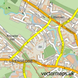 Street map sample of Liversedge, West Yorkshire