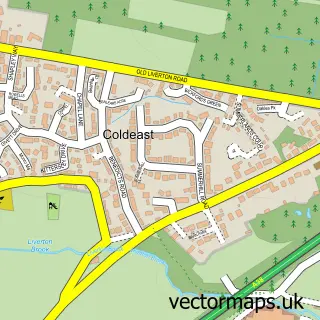 Street map sample of Liverton Coldeast, Devon