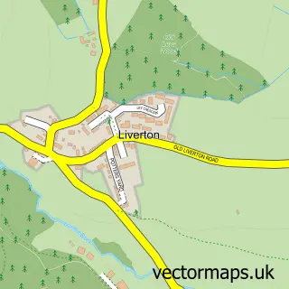Street map sample of Liverton, Devon