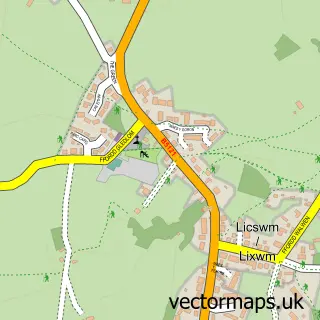 Street map sample of Lixwm, Clwyd