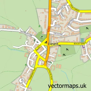 Street map sample of Lizard, Cornwall