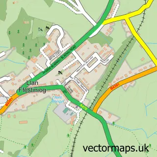 Street map sample of Llan Ffestiniog, Gwynedd