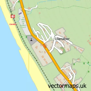 Street map sample of Llanaber, Gwynedd