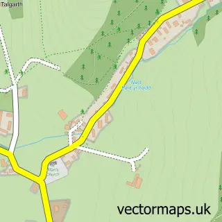 Street map sample of Llanafan, Dyfed