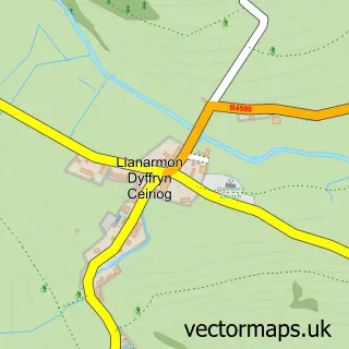 Street map sample of Llanarmon Dyffryn Ceiriog, Clwyd