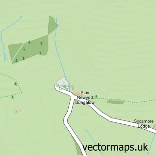 Street map sample of Llanarmon Mynydd Mawr, Powys
