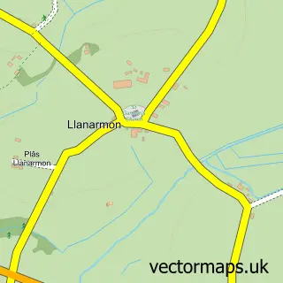 Street map sample of Llanarmon, Gwynedd