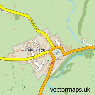 Street map sample of Llanarmon yn Iâl, Clwyd