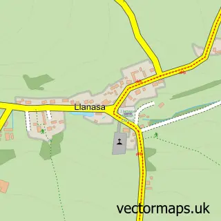 Street map sample of Llanasa, Clwyd