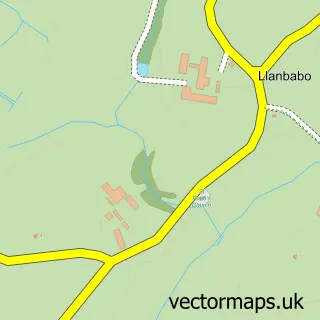 Street map sample of Llanbabo, Gwynedd