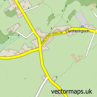 Street map sample of Llanbedrgoch, Gwynedd