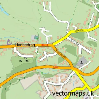 Street map sample of Llanbedrog, Gwynedd