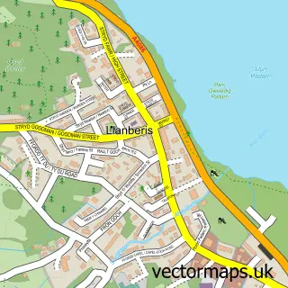 Street map sample of Llanberis, Gwynedd